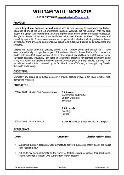 Resume examples see perfect resume samples that get jobs. Will McKenzie's CV, The Inbetweeners - Giraffe CVs