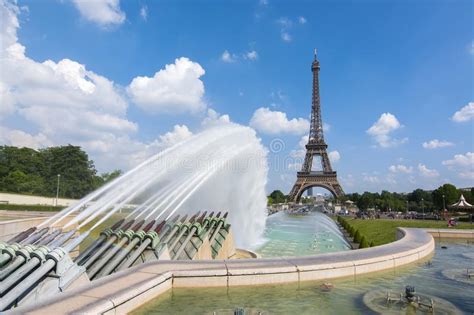 Eiffel Tower And Trocadero Fountains Paris France Stock Image Image