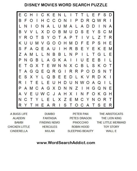 They are helpful for kids and adults to learn and memorize new vocabulary words, historical events, popular destinations, interesting characters and so much more. 2 Crossword Puzzles for Kids Disney Worksheets Disney Movies Word Search Puzzle in 2020 | Word ...