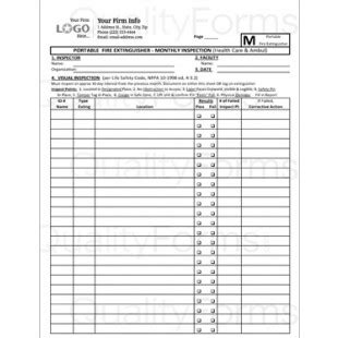 24 posts related to fire extinguisher inspection report form. Portable Monthly Fire Extinguisher Inspection Form