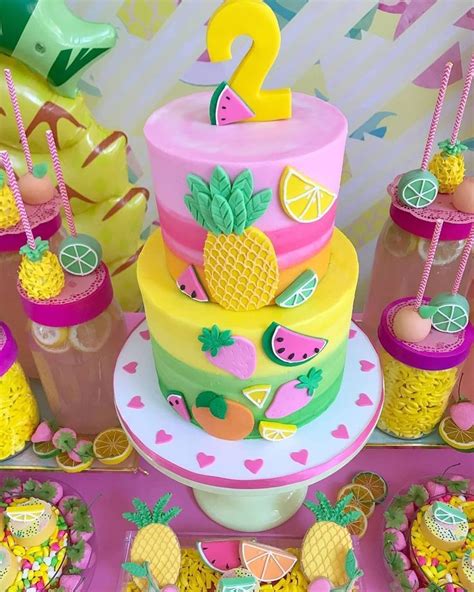 Tutti Frutti Birthday Cake Fruit Party Theme Watermelon Birthday
