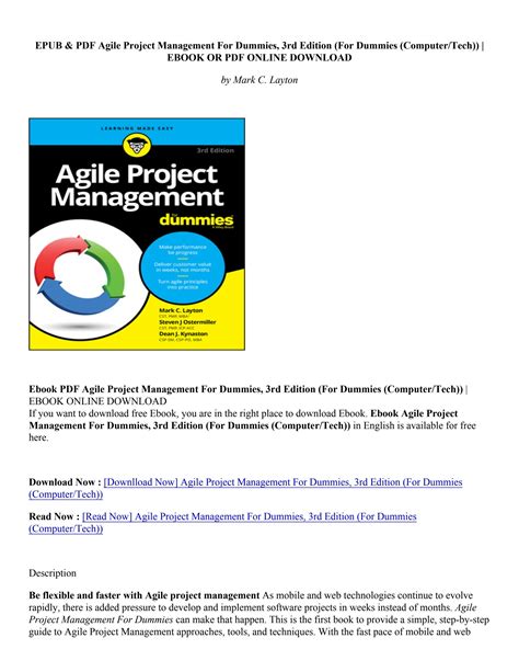 Download Book Agile Project Management For Dummies 3rd Edition For