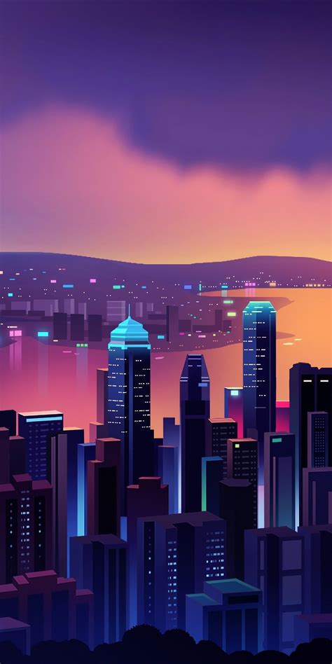 1080x2160 Modern City At Dusk Buildings Lights 4k One Plus 5thonor 7x