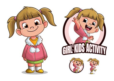 Girl Kids Cartoon Character Vector Free Download