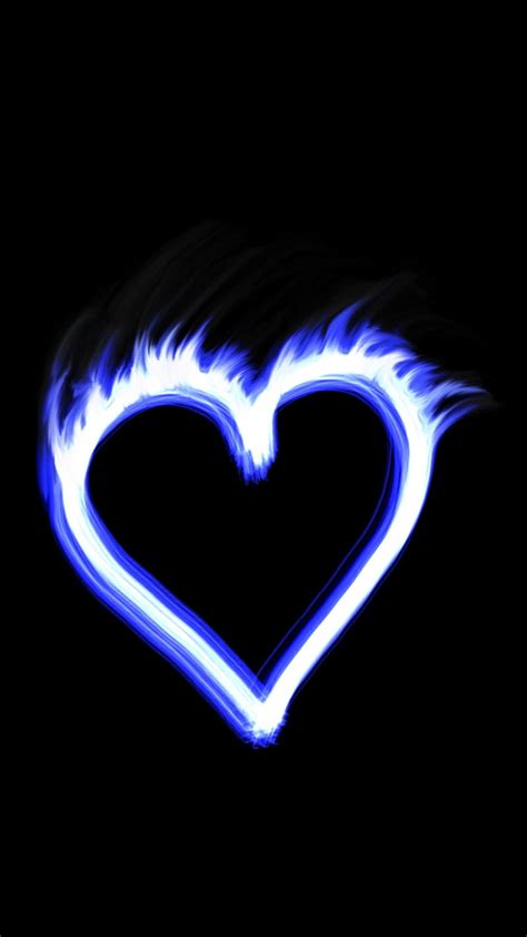 Flaming Heart Blue Drawing Loveurhunny Hd Phone Wallpaper Peakpx