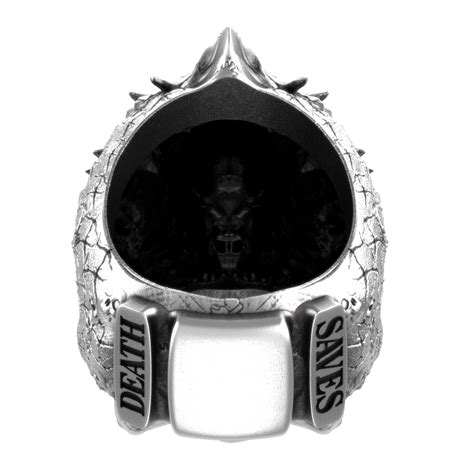 Cursed Skull Of The Dragon Wizard Ring Silver Death Saves