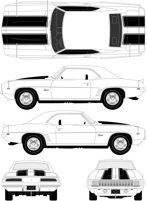 1969 Chevrolet Camaro Z 28 Ss Coupe Blueprints Free Outlines