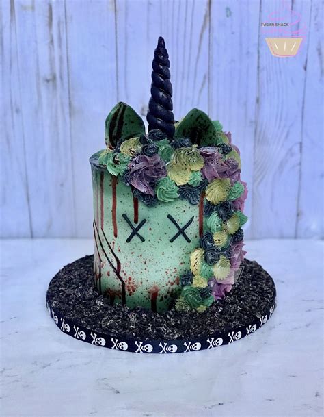 zombie unicorn cake for halloween birthday party halloween cakes unicorn cake halloween