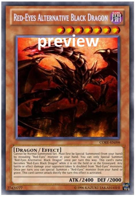 Red Eyes Alternative Black Dragon Orica Custom Card Obelisk Etsy Uk