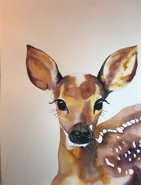 Baby Woodlands Deer Watercolor Painting Watercolor Paintings Of