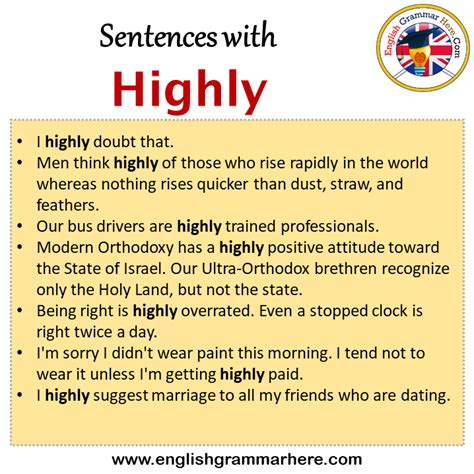Sentences With Highly Highly In A Sentence In English Sentences For Highly English Grammar Here