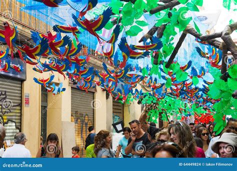 Gracia Festival Decorations In Barcelona Editorial Stock Image Image
