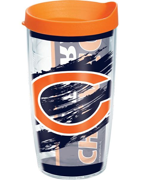 The Chicago Bears Tumbler Cup Has An Orange Lid