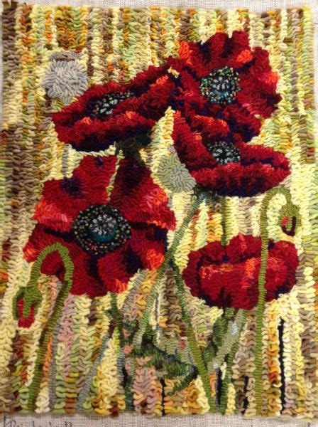 Painterly Poppies Hooked By Ania Knap Rug Hooking Designs Rug