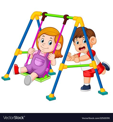 Illustration Of The Children Have Fun Playing Swings Download A Free