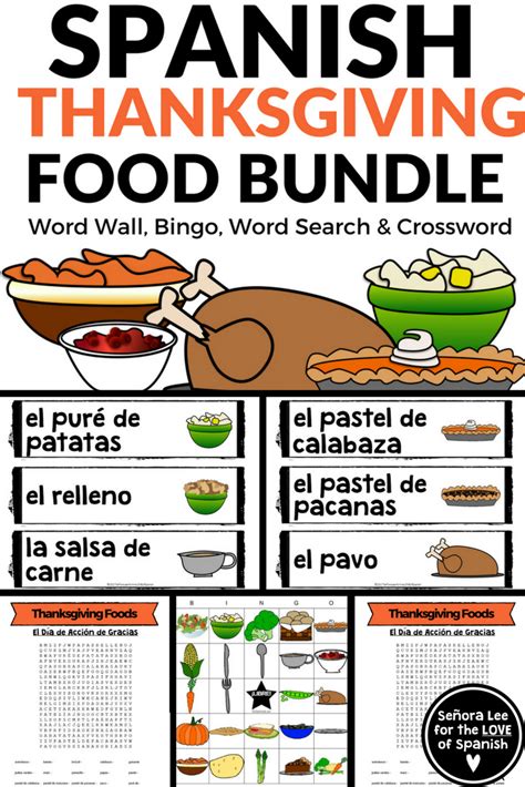 Thanksgiving in a sentence and translation of thanksgiving in spanish dictionary with audio canadian thanksgiving day and columbus day in the usa coincide, so esperanto speakers from. Spanish Thanksgiving Activities - Thanksgiving Food Bundle ...