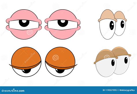Tired Sleepy Eyes Set For Comic Book Character Vector Design Is Stock