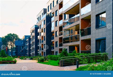 Modern Residential Apartment House Home Building Complex And Outdoor