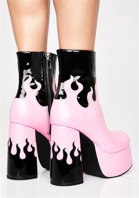 Sugar Thrillz Pink Flame Platform Boots Dolls Kill Platformshoes