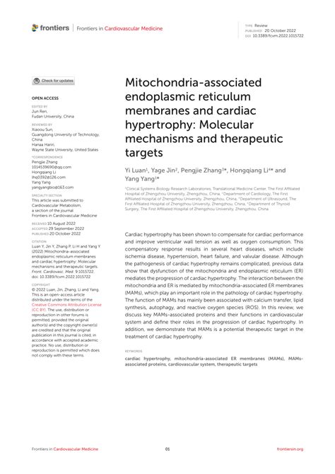 Pdf Mitochondria Associated Endoplasmic Reticulum Membranes And