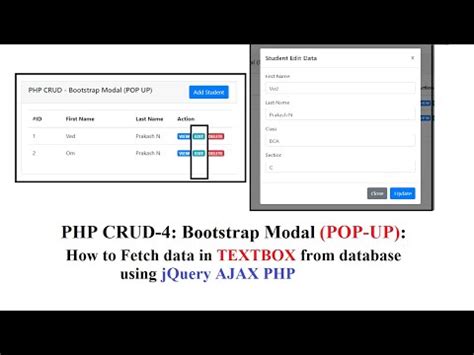 Php Crud Bootstrap Modal Pop Up How To Fetch Data In Textbox From Hot