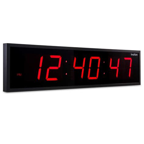 Ivation Huge Large Big Oversized Digital Led Clock Shelf Or Wall Mount 30 Inch Red