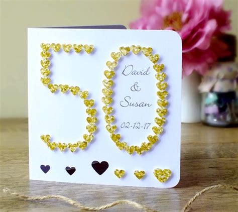 Beautifully Handmade 50th Golden Wedding Anniversary Card From My
