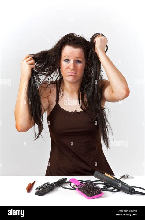 Attractive Model Having A Bad Hair Day Stock Photo Alamy