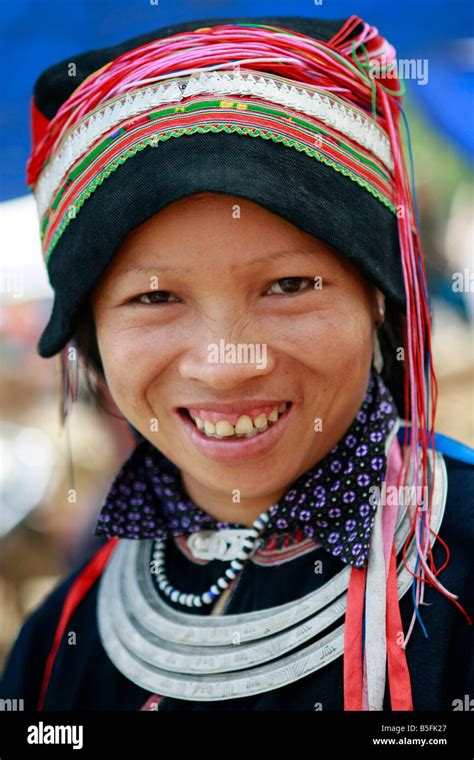 Tay Tribeswoman At The Market At Bac Xum Ha Giang Province Vietnam