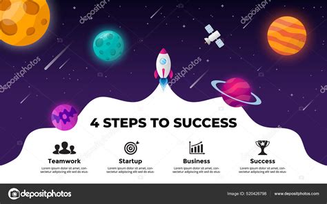 Universe Background Startup Vector Infographic Rocket Launch Into