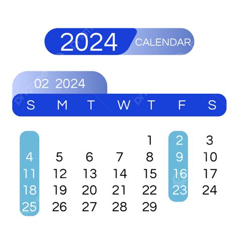 2024 Month Calendar February Simple Blue Gradient Two Thousand And