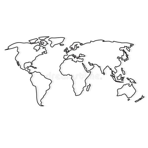 Mapa Mundial Silueta De Continentes Estilizados Dibujada A Mano En