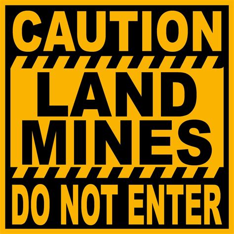 9 X 9 Pvc Sign Caution Land Mines Etsy