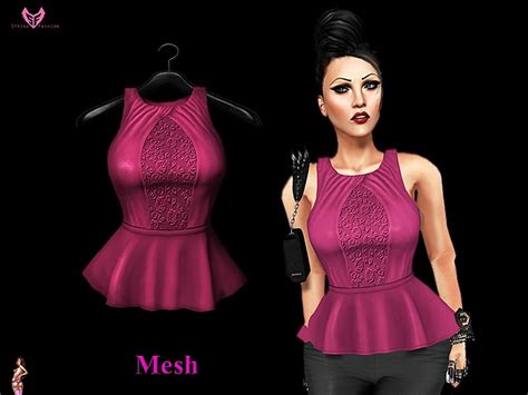 second life marketplace sloan top fuscia fitted mesh