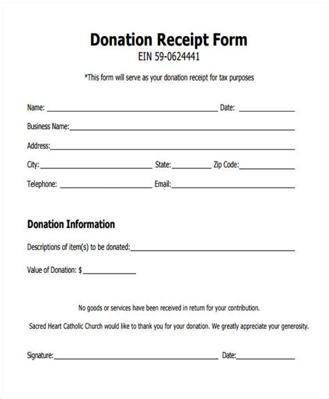 Free Donation Receipt Forms In Pdf Ms Word Excel