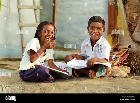 Indian School Children Dhanama And Venkata Andhra Pradesh South India