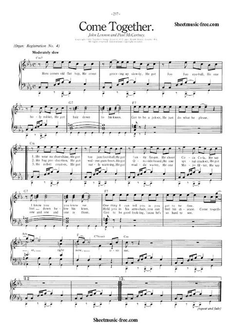 Download Come Together Sheet Music Beatles Download Free Come Together