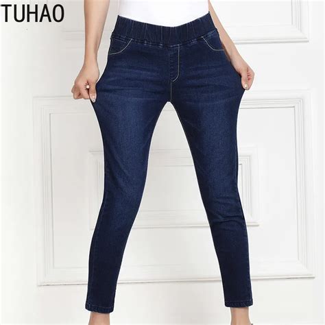 tuhao 2019 women s elastic waist skinny stretch jeans plus size 9xl 8xl 7xl 6xl jeans casual