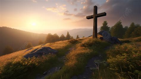 日落時穿越山坡 漂亮的十字架圖片免費下載背景圖片和桌布免費下載