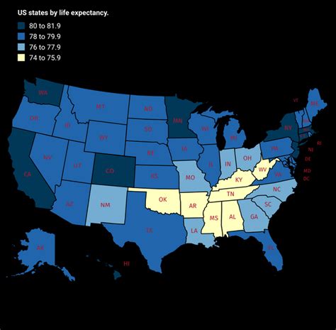 Oc Us States By Life Expectancy Rdataisbeautiful