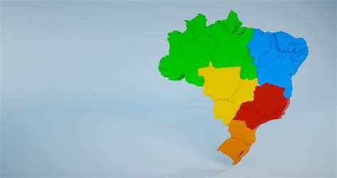 Mapa colorido do brasil com estados e regiões Foto Premium