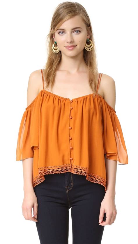 Shoulderless Cami Fashion Tops Burnt Orange Fashion