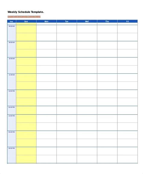 Free Weekly Schedules For Pdf 18 Templates Blank Weekly Work Schedule