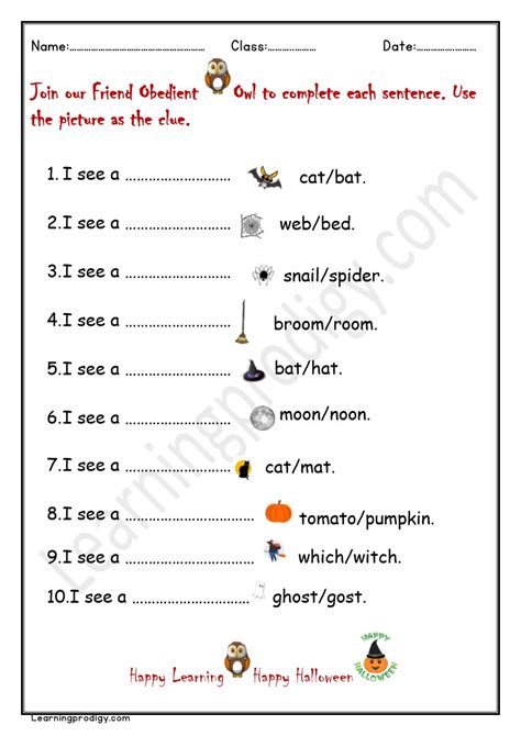 Free Printable Halloween Fill In The Blanks With Pictures Worksheet