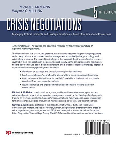 Crisis Negotiations Managing Critical Incidents And Hostage Situation