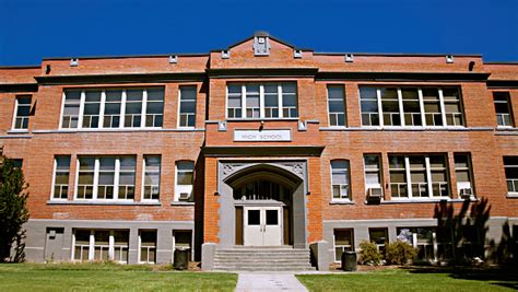 Red Brick High School Building Exterior Stock Photo Download Image