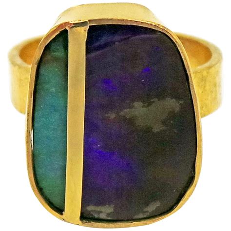Ocean Blue Australian Boulder Opal Gold Ring For Sale At 1stdibs