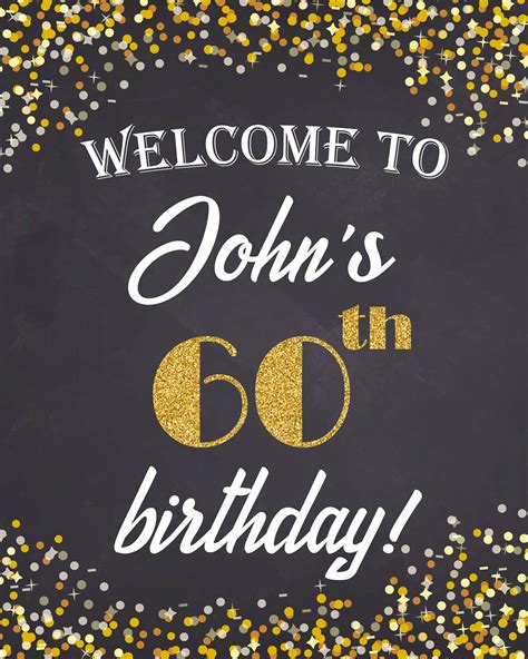 Welcome Birthday Sign Personalized 60th Birthday Chalkboard Etsy
