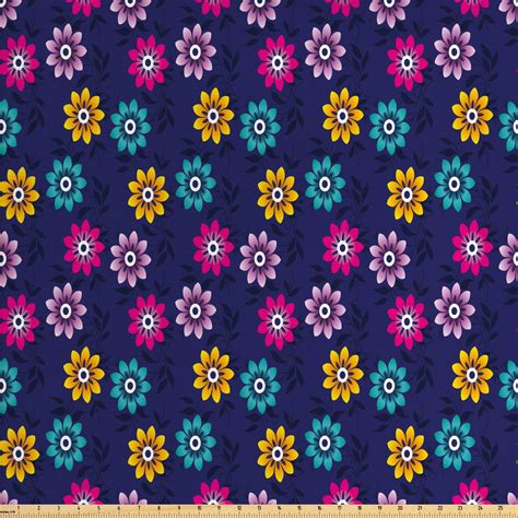 Floral Fabric By The Yard Simplistic Modern Botanical Pattern With