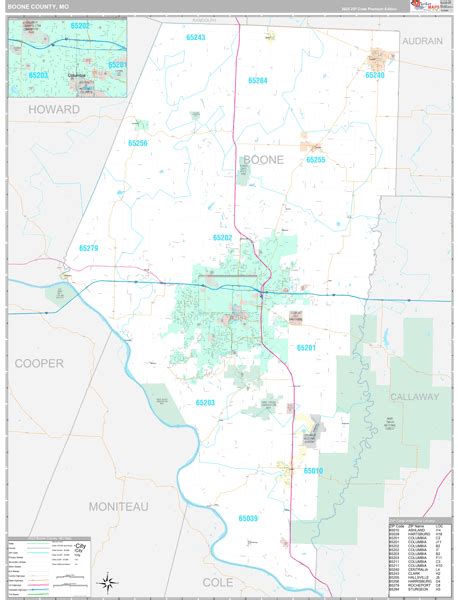 Boone County Mo Wall Map Premium Style By Marketmaps Mapsales
